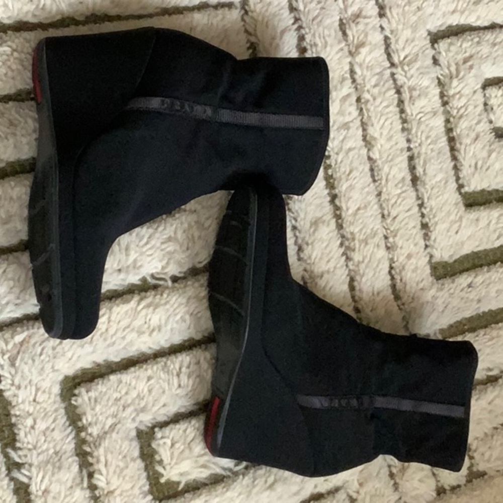 Prada Linea Rossa Black Ankle Boots with Chunky Heel